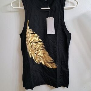 HAODUOYI Black Top With Gold Leaf